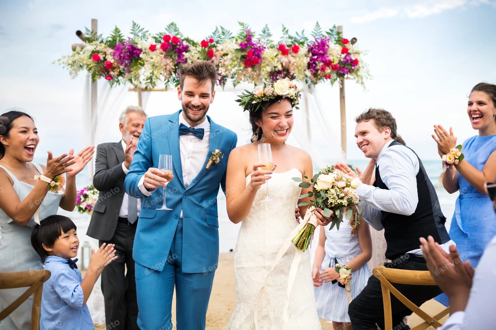 Happy couple celebrating their wedding day